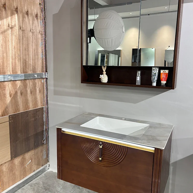 xx-Modern Minimalist Oak Hotel Villa Bathroom Sink Washstand Cabinet Wall-Mounted Eco-Friendly Durable Easy Clean Ceramic
