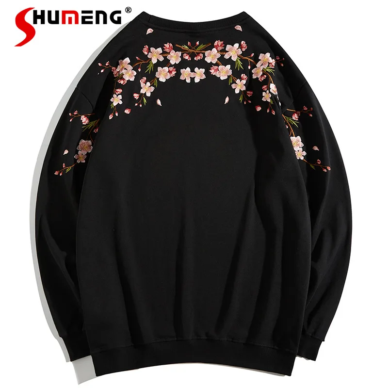 

2025 Autumn Winter New Oversize Fashion Sportswears Jackets Trendy Floral Embroidery Round Neck Sweatshirts Couple Chic Clothes