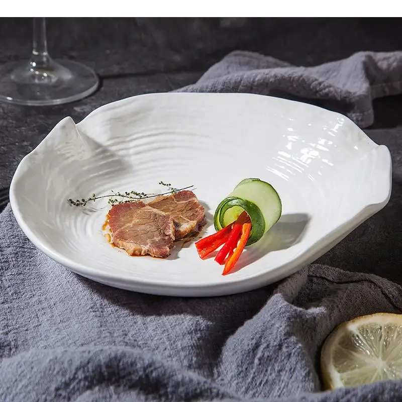 

Ceramic Pasta Steak Plates Dinner Dish Shaped Tableware Salad Plate Snack Desserts Tray Hotel Restaurant Vegetable