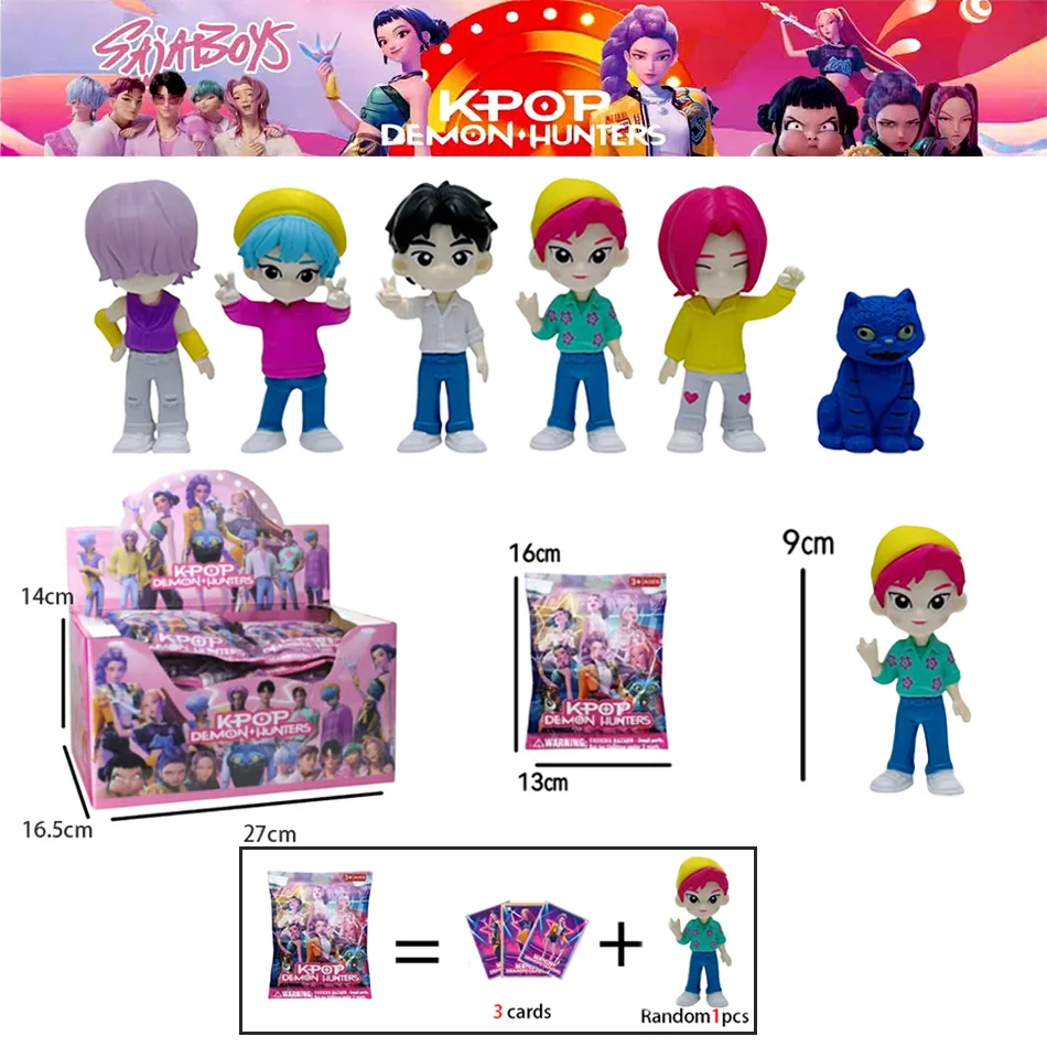 24 pçs kpop demônio caçadores saja meninos anime figura pvc caixa cega caixa mistério figura de ação modelo bonecas decoração brinquedos presentes