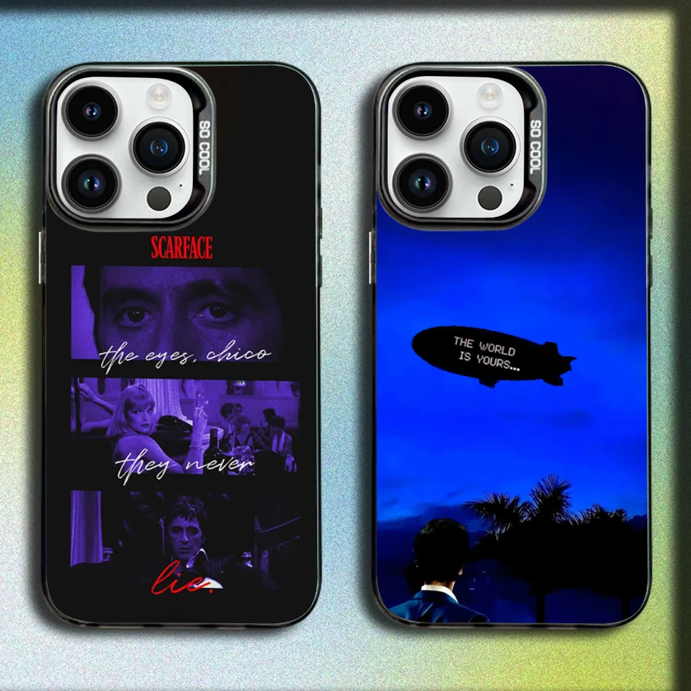 

Movie S-Scarfaces Tony M-Montana Phone Case For iPhone 16,15,14,13,12,11,Mini,Pro,SE,MAX Gray Matte Silicone Black Cover