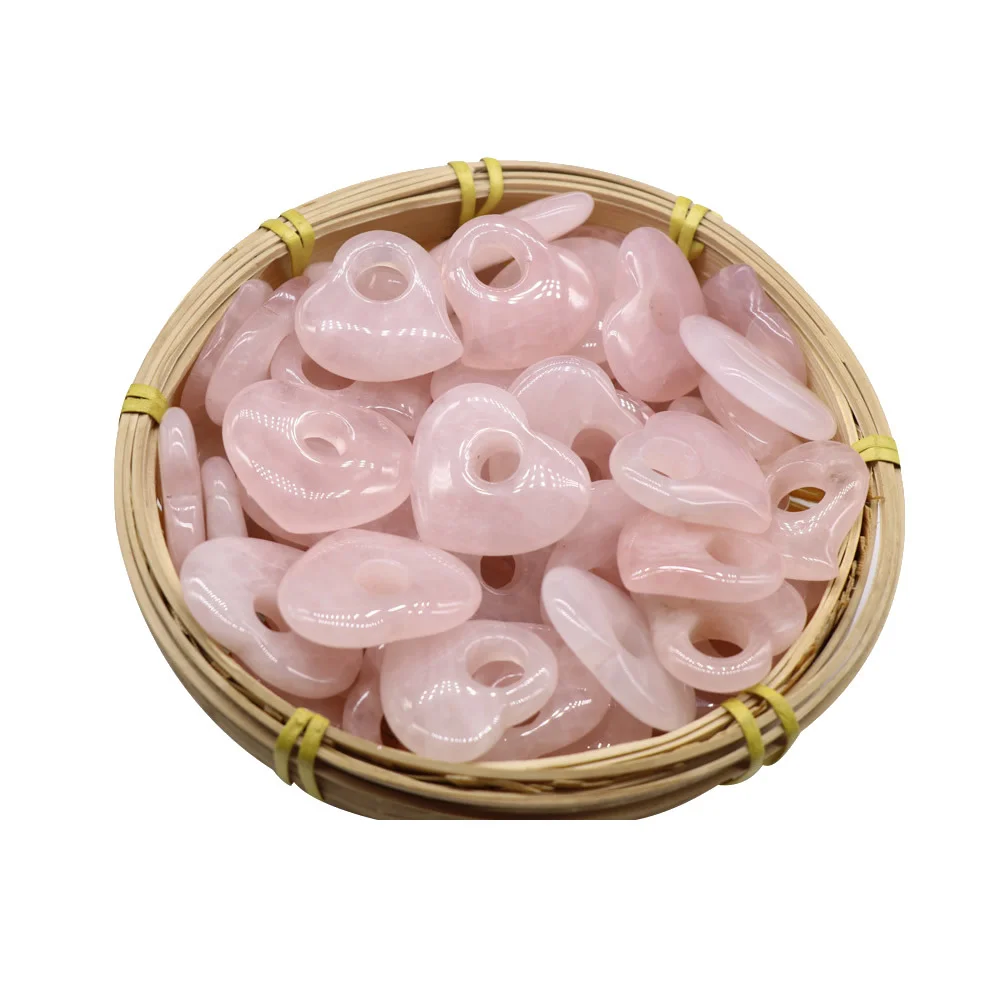 Natural Stone Pink Crystal Pendant Rose Quartz Heart Shape Charms for Jewelry Making DIY Necklace Crystal Pendants Accessories