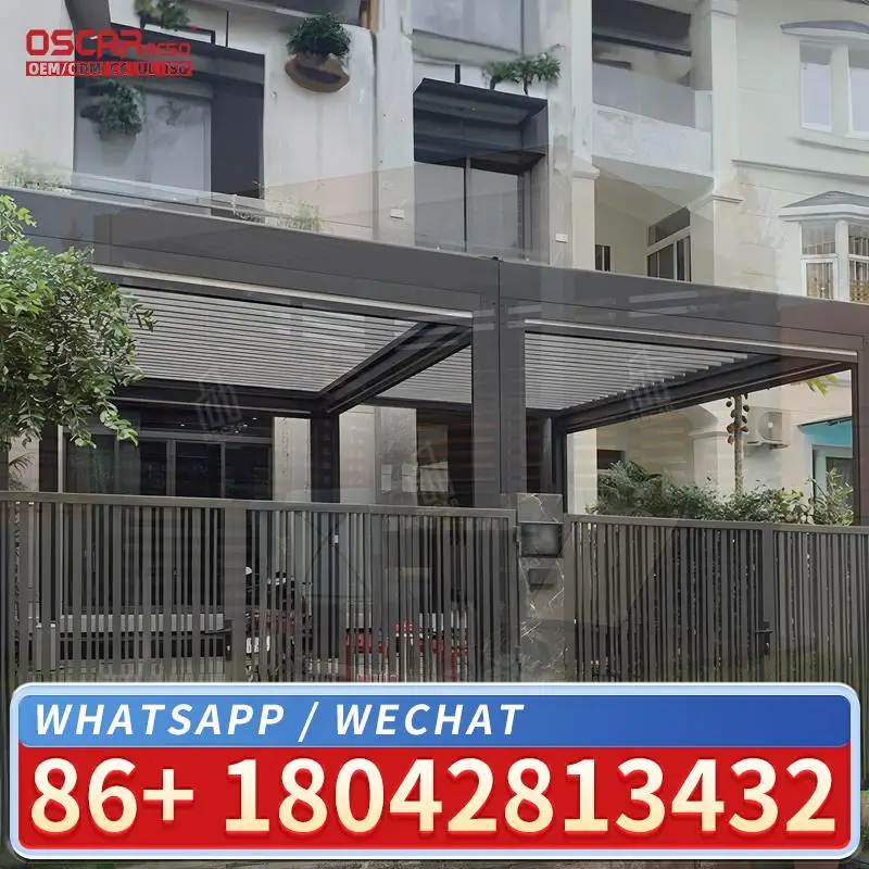 100% Waterproof Motorized Louvered Aluminium Roof for Outdoor Leisure Garden Pergola Louver Pergola
