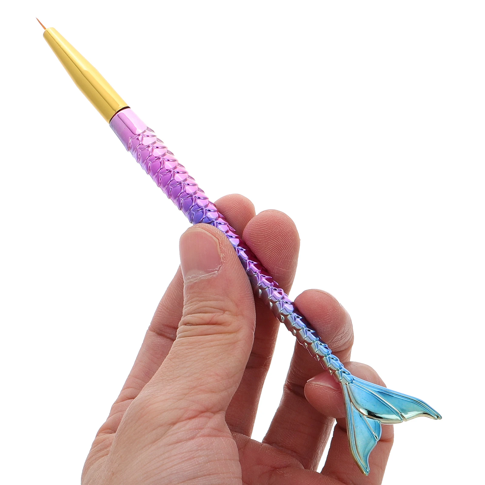 3 pezzi Set di pennelli Linea sirena Design sfumato Pennello per dettagli riutilizzabile per strumenti in gel Penne per rivestimento artistico Strumenti per punteggiare Decorazione delle unghie