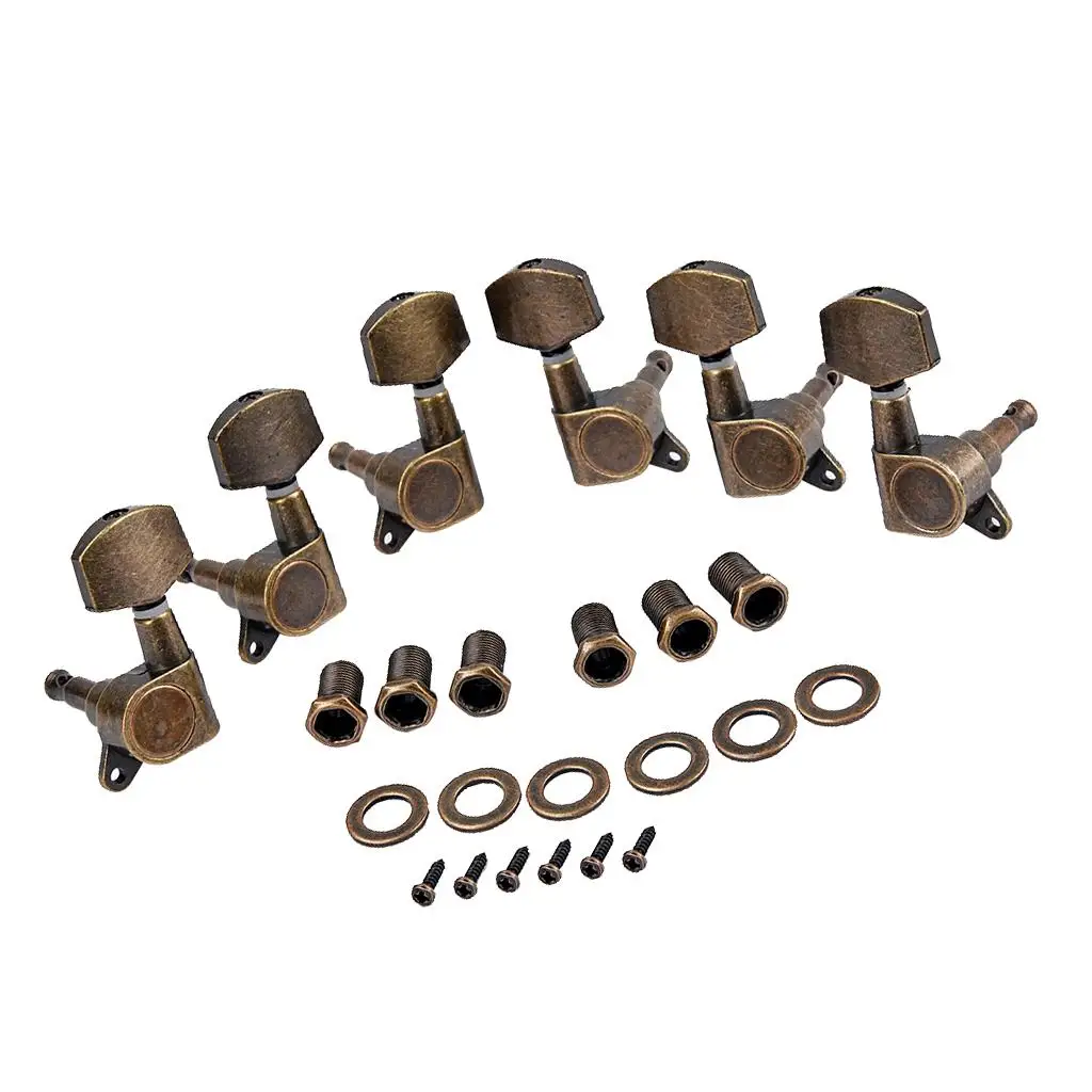 6pcs 3R 3L Acoustic Guitar String Tuning Peg Tuner Machine Heads Bronze