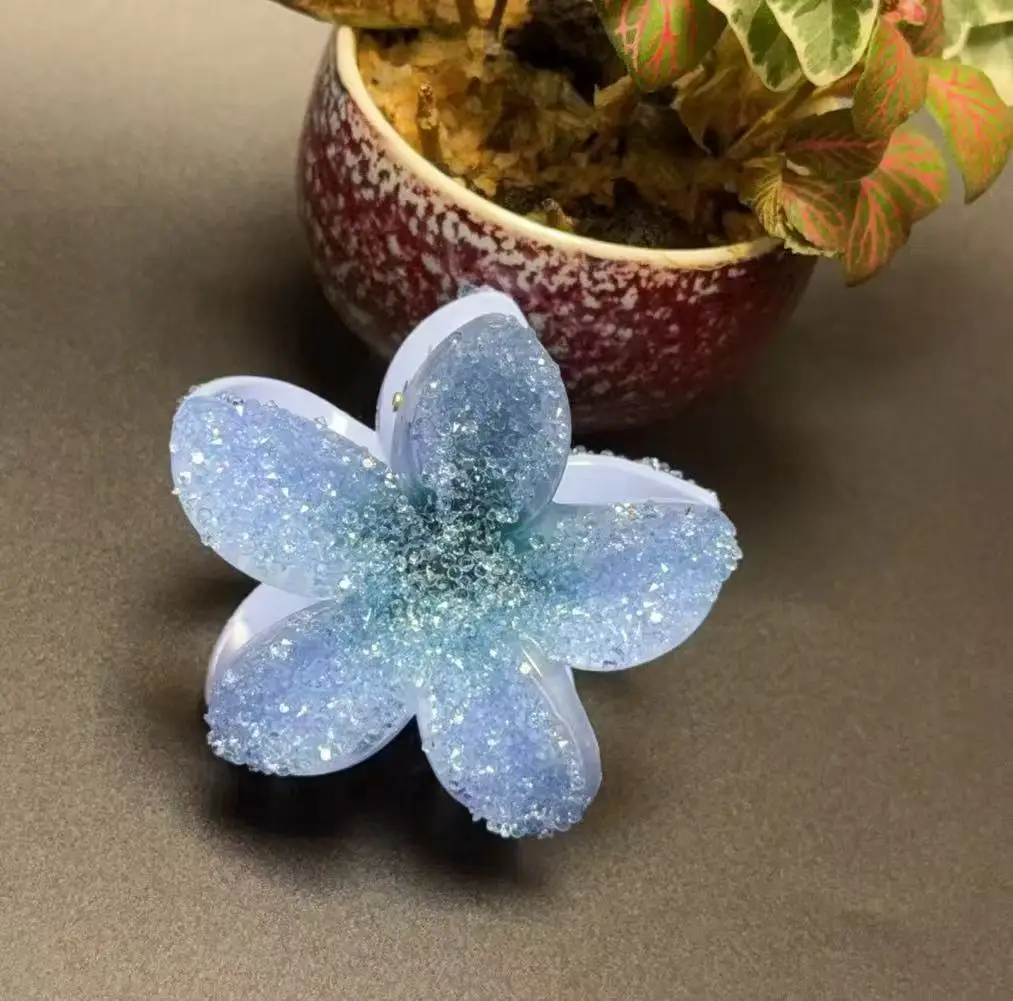 새로운 그라디언트 색상 크리스탈 계란 꽃 게 클램프 여성 소녀 패션 상어 헤어 클립 발톱 머리핀 머리 장식 액세서리 도구