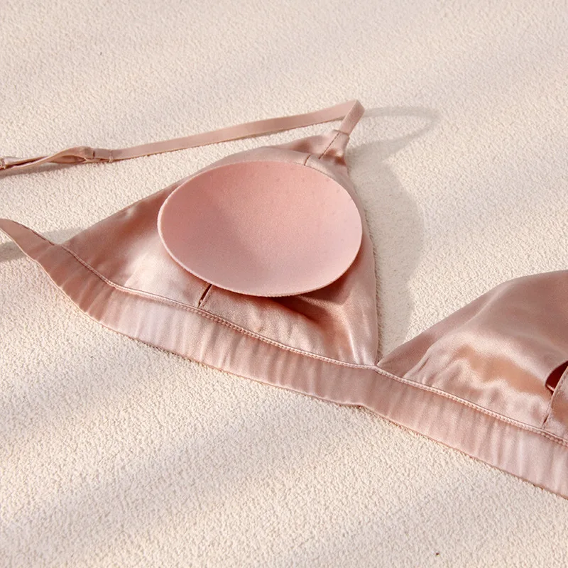 Birdtree 93%  Silk Bra Women Wireless Seamless Brassiere Thin Padded Linerie Underwear Soft Healthy New 2023 U35686C
