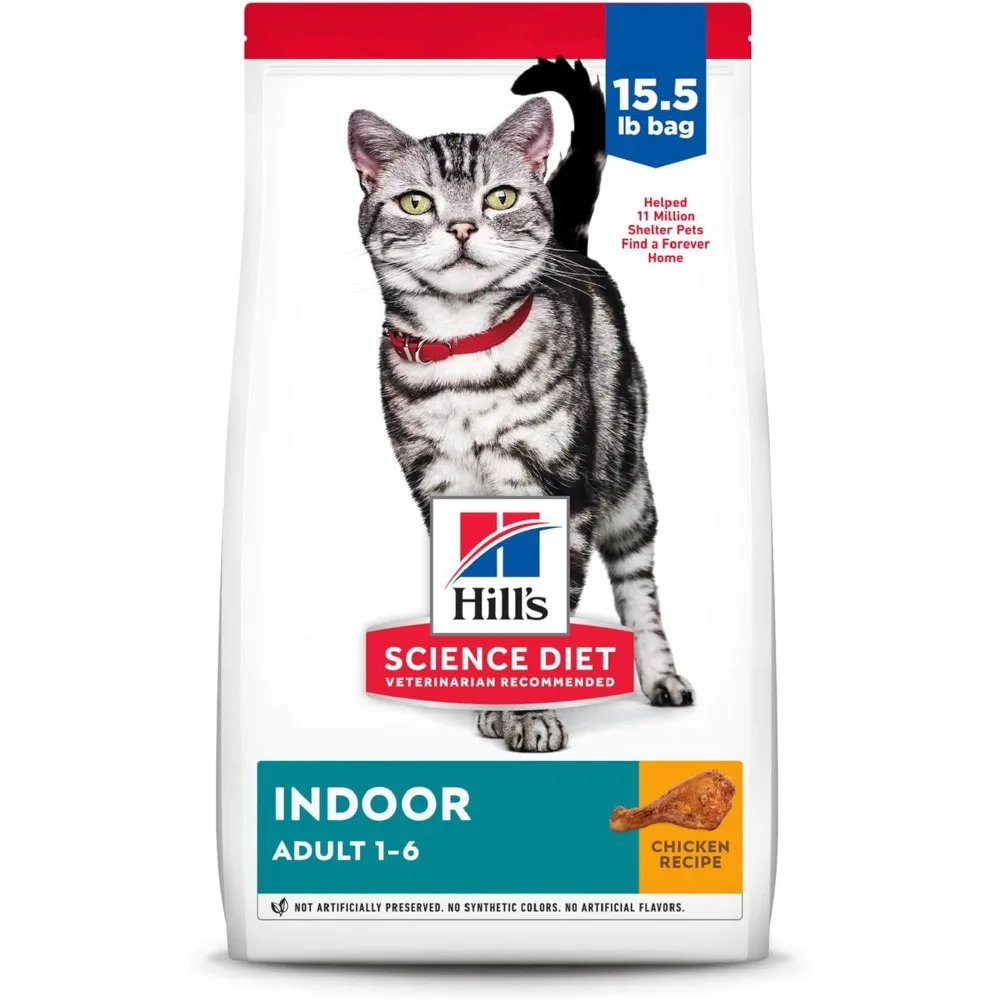 

Cat food packaging,Indoor, Adult 1-6, Easy Litter Box Cleanup, Dry Cat Food, Chicken Recipe, 15.5 lb Bag，Cat food packaging.