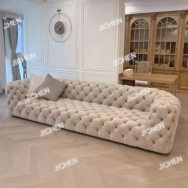 

JC Italian Fabric Living Room Sofas Beige Sleep Twin Designer Lazy Double Sofas Bedroom Lounges Canape Salon House Accessories