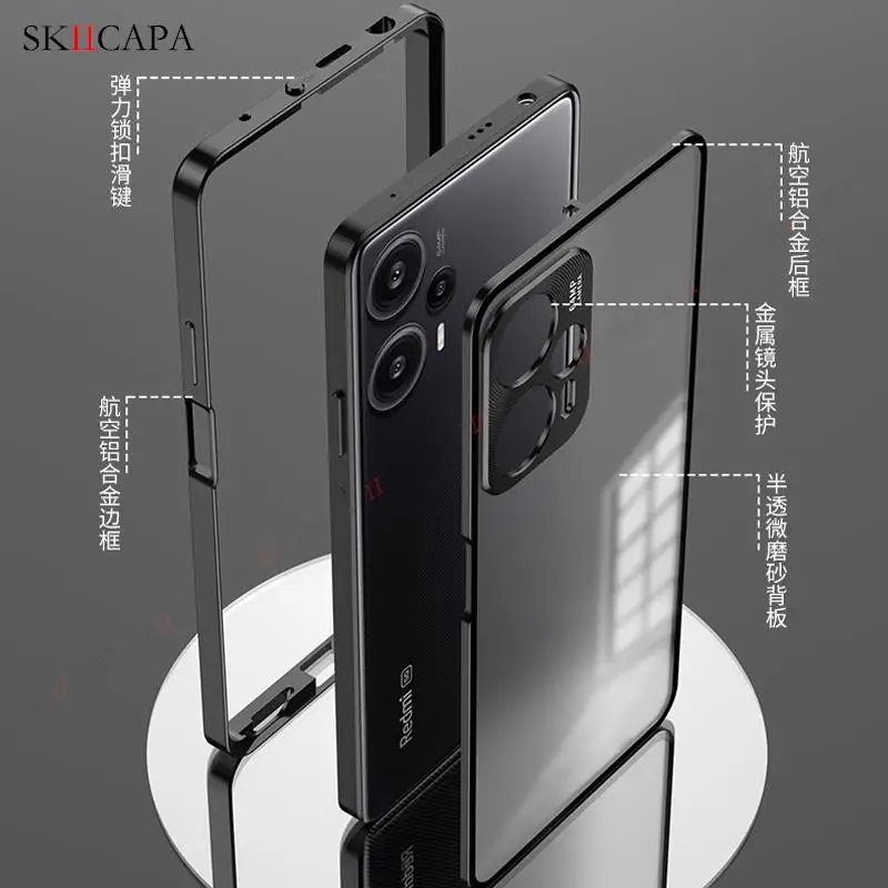 For Xiaomi Poco F5 Pro Tempered Glass Phone Case For Poco X5Pro Aluminium Alloy Bumper Slim Shockproof Lens Protection Cover