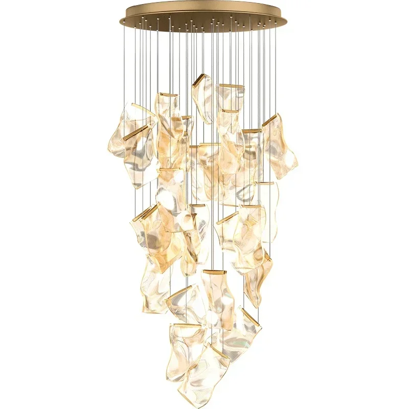 Modern Acrylic Led Chandeliers Villa Stair Lobby Ceiling Pendant Lights Home decoration Living Room Hanging Lamp Lustre fixture