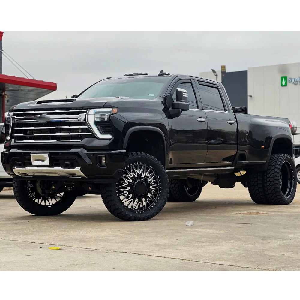 SJ 20x8.25 22x8.25 24x8.25 26x8.25 28x8.25 Dually Wheels Gloss Black Truck Forged Rims for Fort