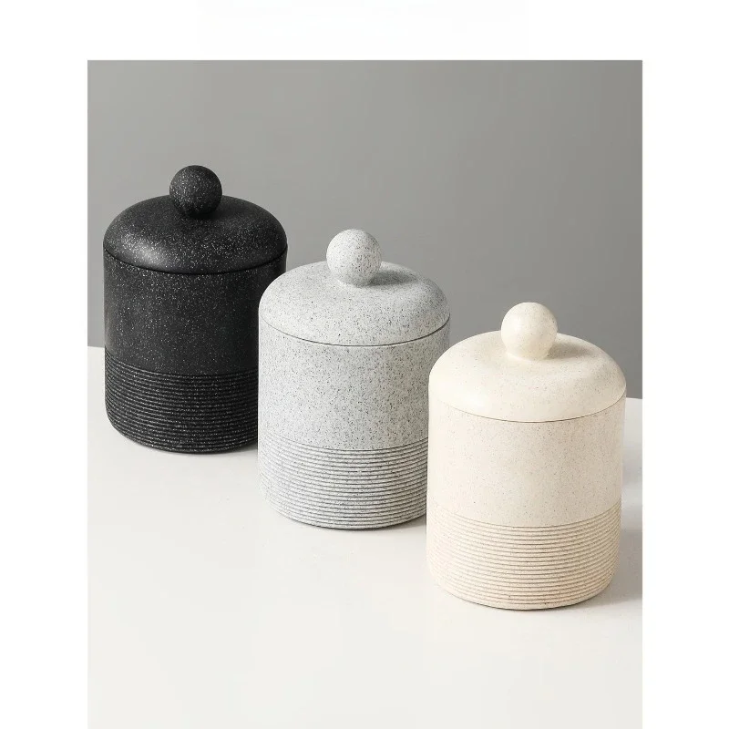 Wabi-Sabi Style Ceramic Dental Floss Box 10.5cm, Elegant Toothpick Cotton Swab Holder, Desk Organizer, Modern Home Office Decor