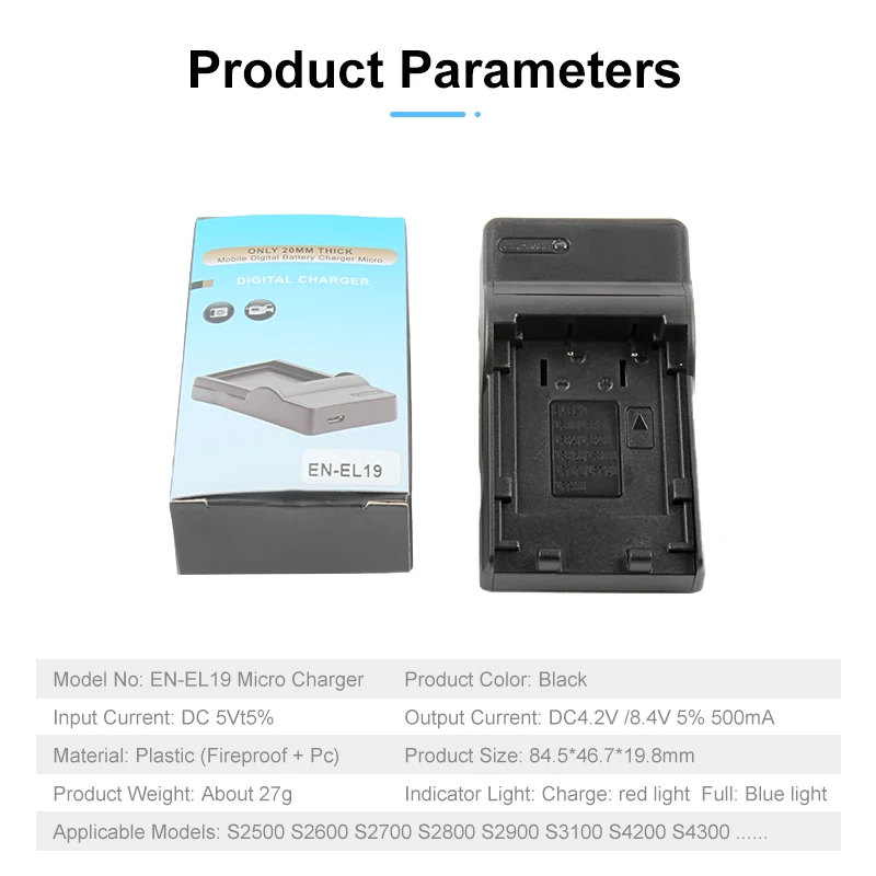 ENEL19 EN-EL19 USB Camera Battery Charger For Nikon Coolpix S2600 S2700 S3100 S3500 S4100 S4150 S4400 S5200 S6400 S6900