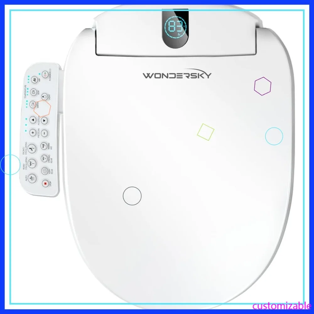

Smart Heated Bidet Toilet Seat with Warm Water & Dryer, Adjustable Temperature, Soft Close Round Seat