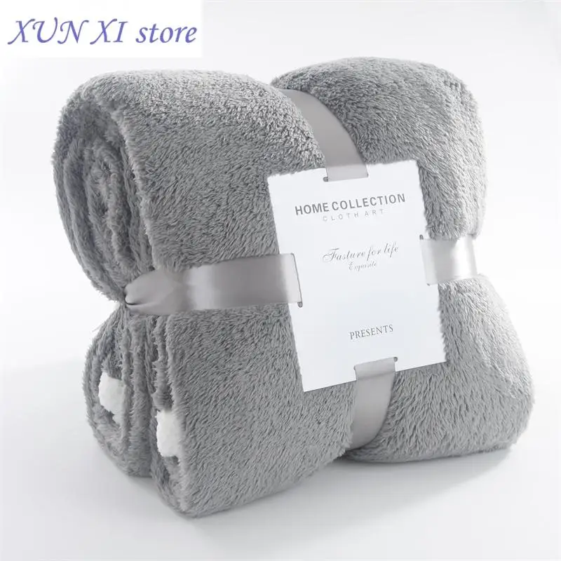 New Fluffy Blankets Winter warm for bed Solid Color Soft Coral Fleece Blanket for Sofa 150/180x200cm blanket free shipping