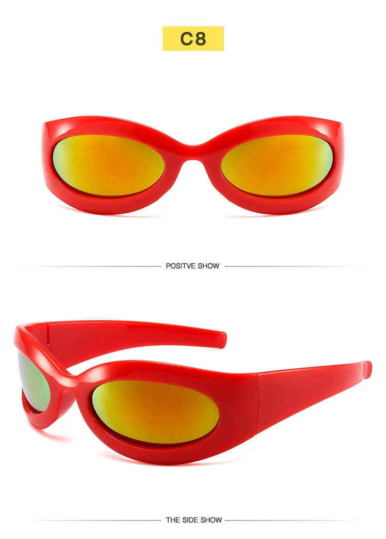 Übergroße Y2K-Sonnenbrille für Damen, trendig, großer Rahmen, Vintage-Sonnenbrille, modisch, futuristisch, Punk, Silbertöne, 2000er-Jahre – Detail 12