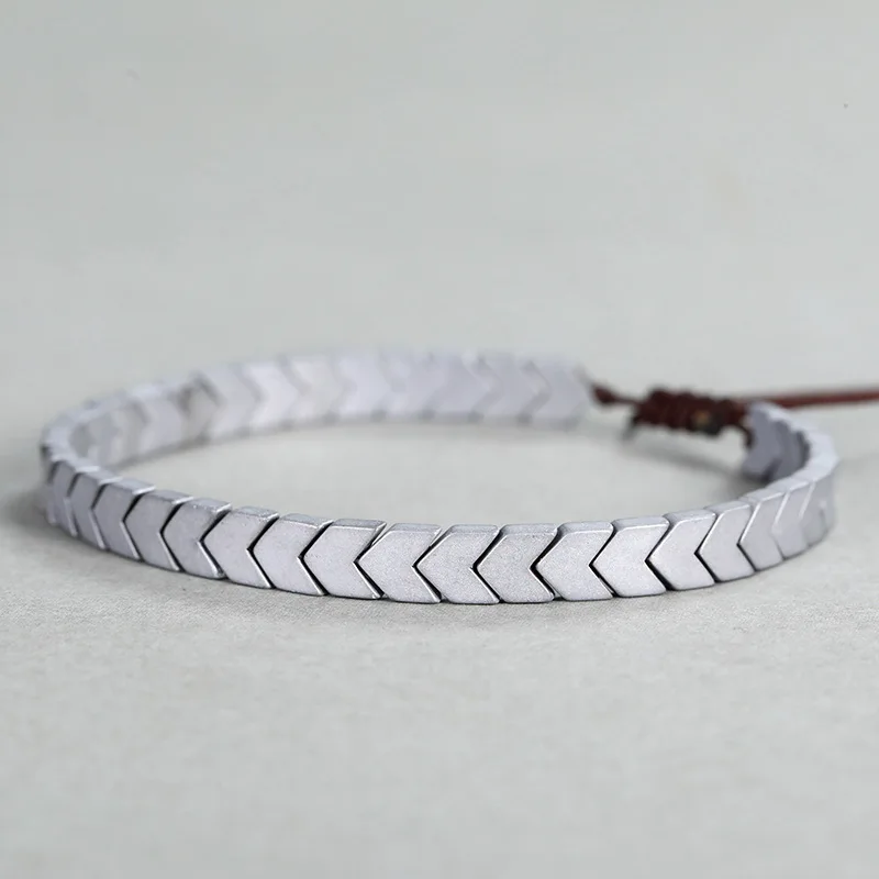 Retro Trendy Men\'s Bracelet Hematite Arrow Balance Bracelet Women\'s Casual Yoga Sports Bracelet