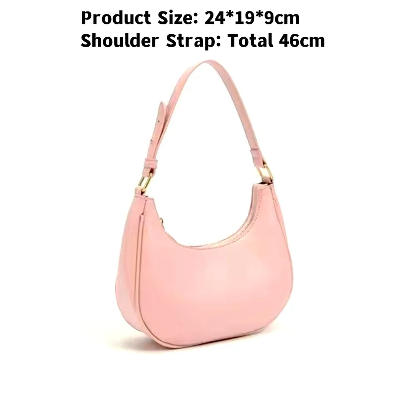 Fashion Women Handbags Moon-shape Solid Color PU Leather Underarm Shoulder Bag Casual Female Small Tote Bags Luxury Hobos Bags