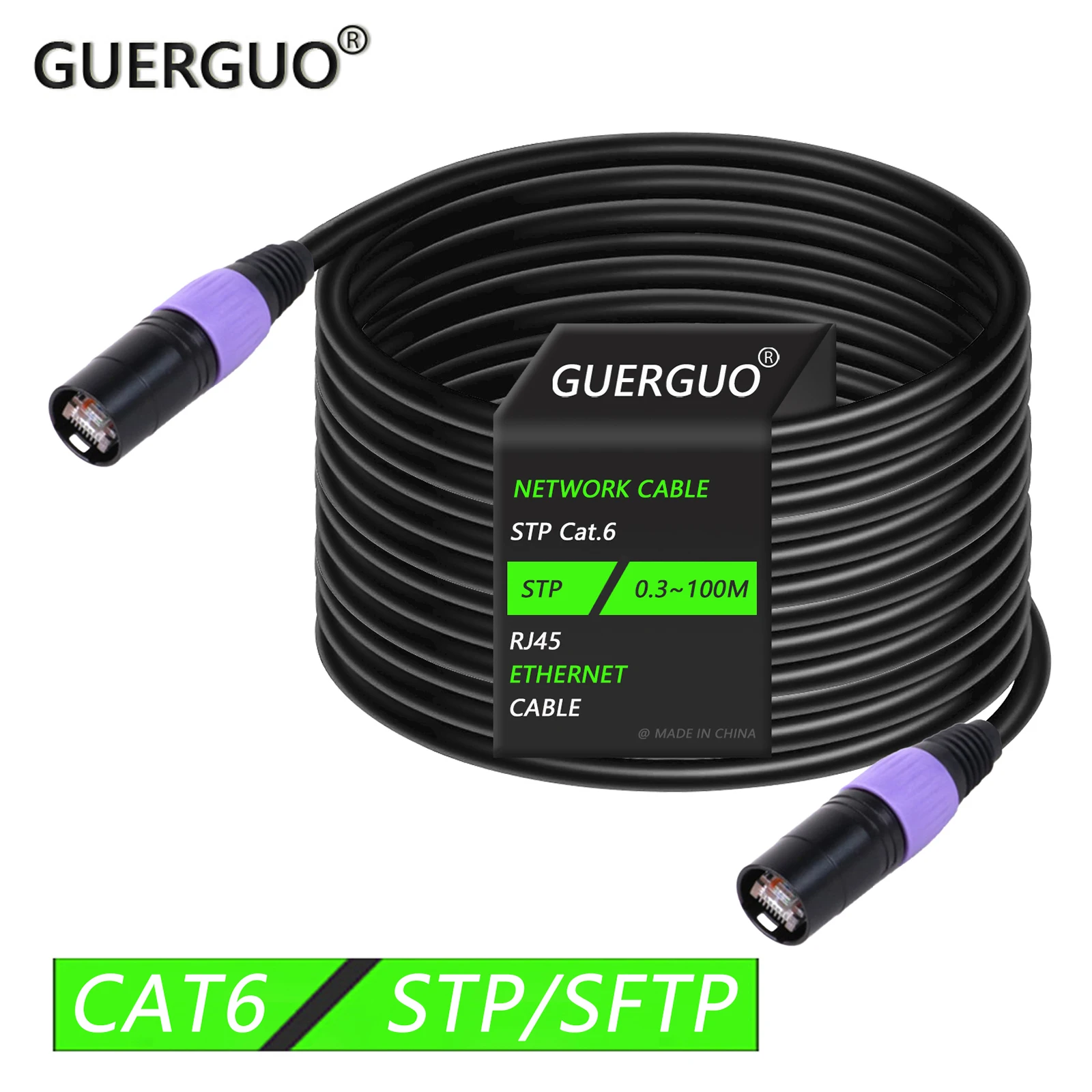 0.3M-100M CAT6 RJ45 Stage Ethernet Extension Shielded Cable Outdoor&Indoor LAN Network STP/SFTP Cable with Zinc Alloy Plug