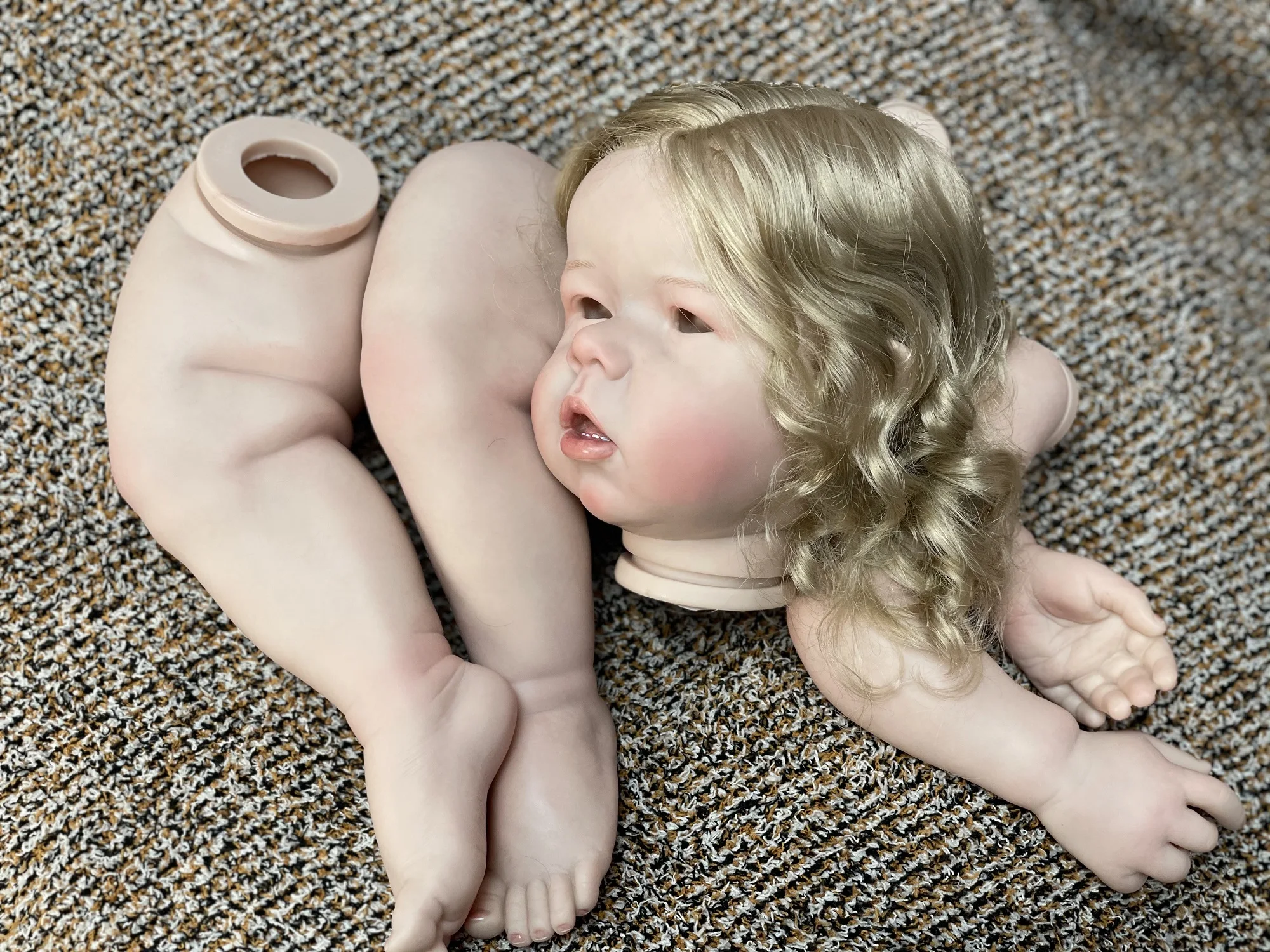 26Inch Unassembled Liam Reborn Doll Kits with Rooted Hair 3D Painted Skin Visible Veins Kits Lifelike Cute Bebe Reborn Dolls