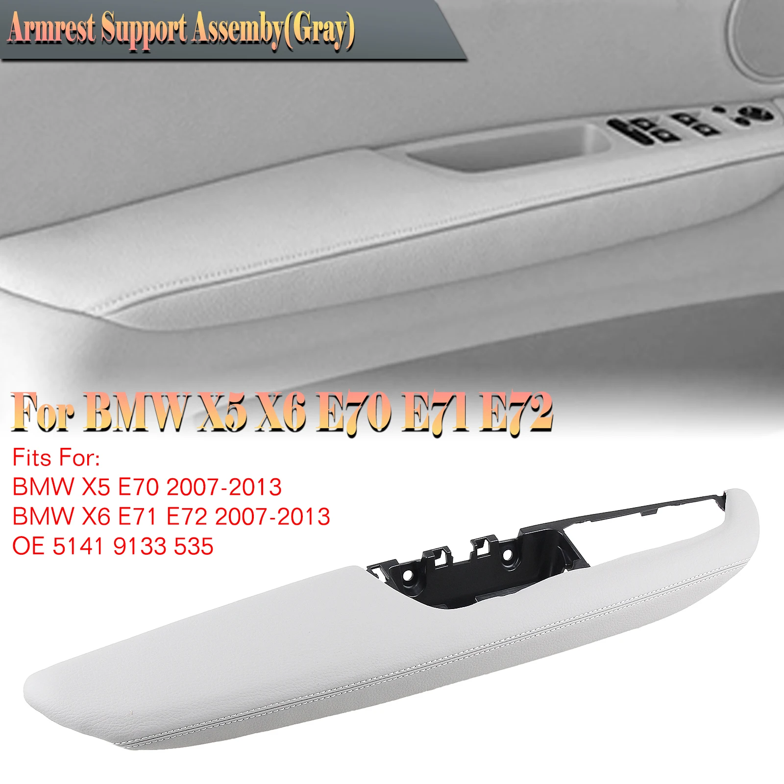 

For BMW X5 E70 X6 E71 E72 2007 2008 2009 2010-2013 LHD Inner Front Left Door Armrest Support Assemby Handle Panel Cover Frame