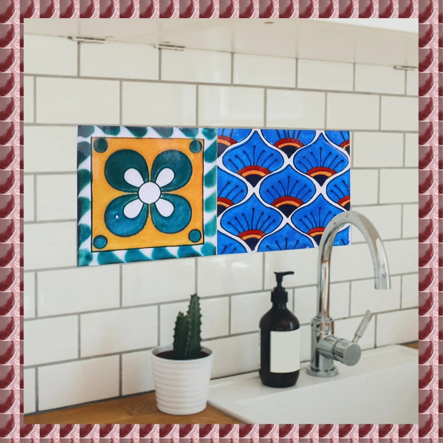 A95G 24PCS Self Adhesive Mosaic Brick Tile 3D Sticker Kitchen Bathroom Wall Stickers