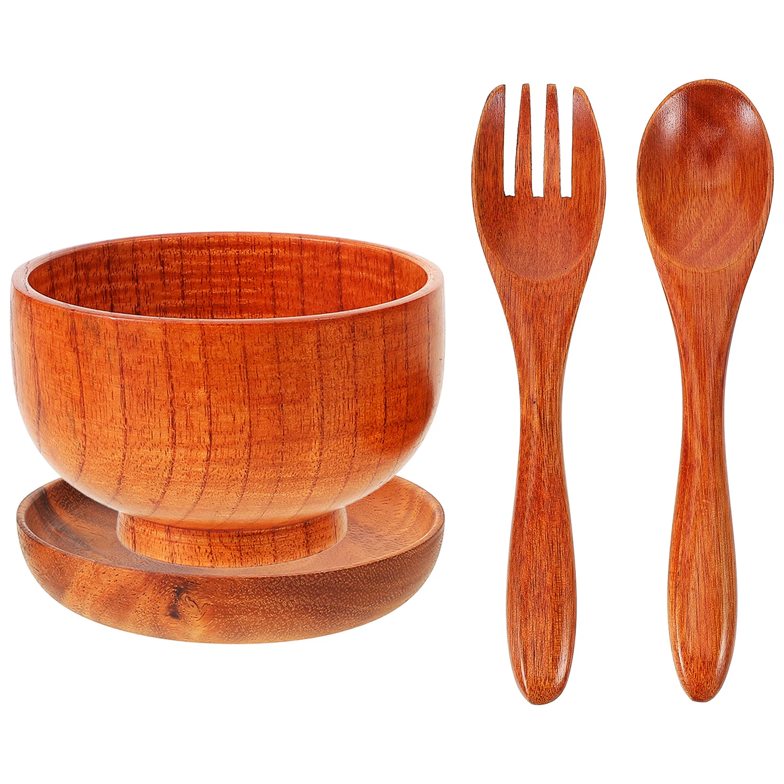1 Juego de ensaladera de madera con cuchara, tenedor, contenedor grande de madera Natural para servir, ligero para el hogar, restaurante, cocina, comida y fruta