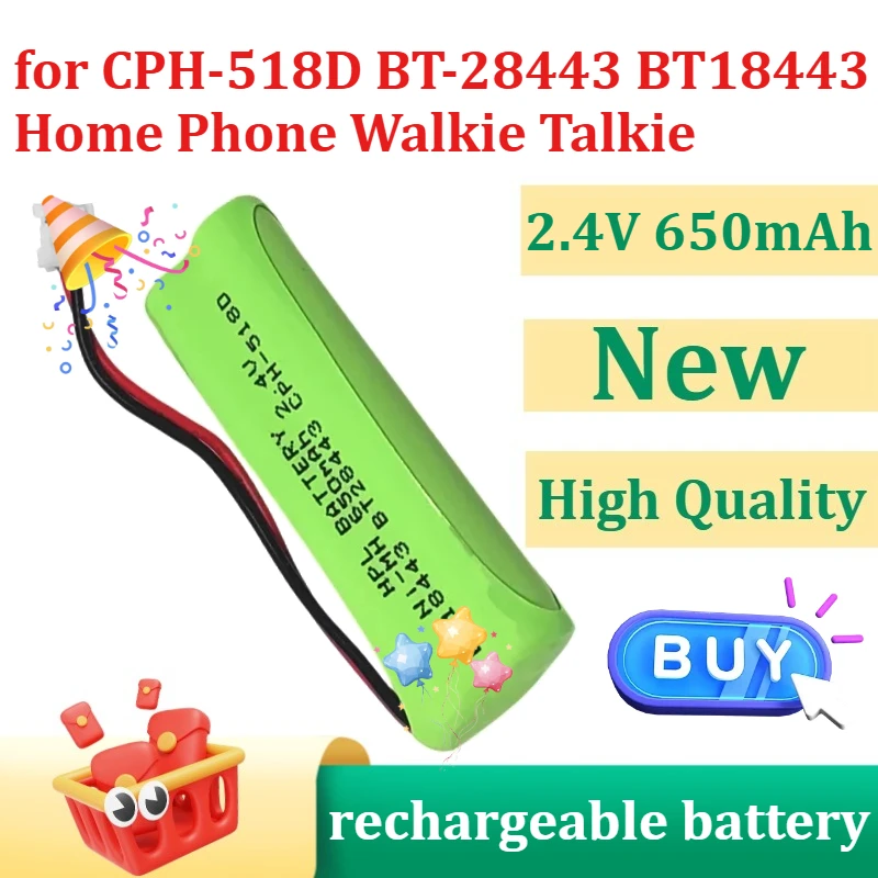 

Replacement Battery 2.4V 650mAh for CPH-518D BT-28443 BT18443 Home Phone Walkie Talkie NIMH Rechargeable Battery