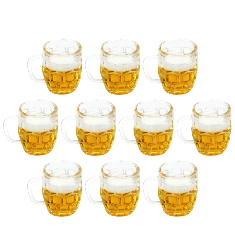 10 pçs simulação cerveja desktop mini canecas pequena casa brinquedo copo crianças modelo prop resina copos criança