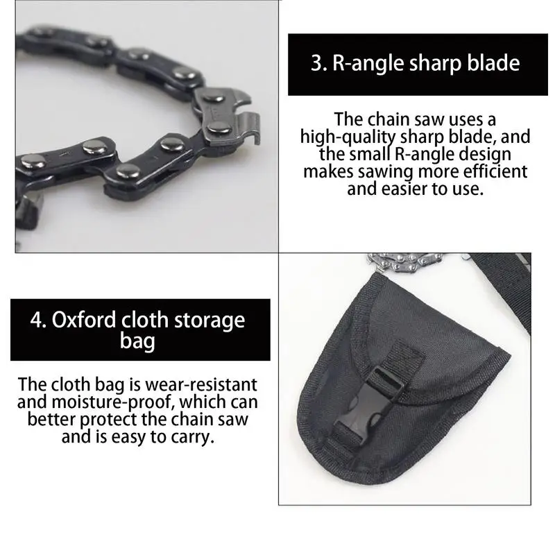 Hand Chain Saw Manual Rope Pocket Steel Chain Saw Ergonomic Handle Design Portable Chain Saw For Landscaping Gardening Wood