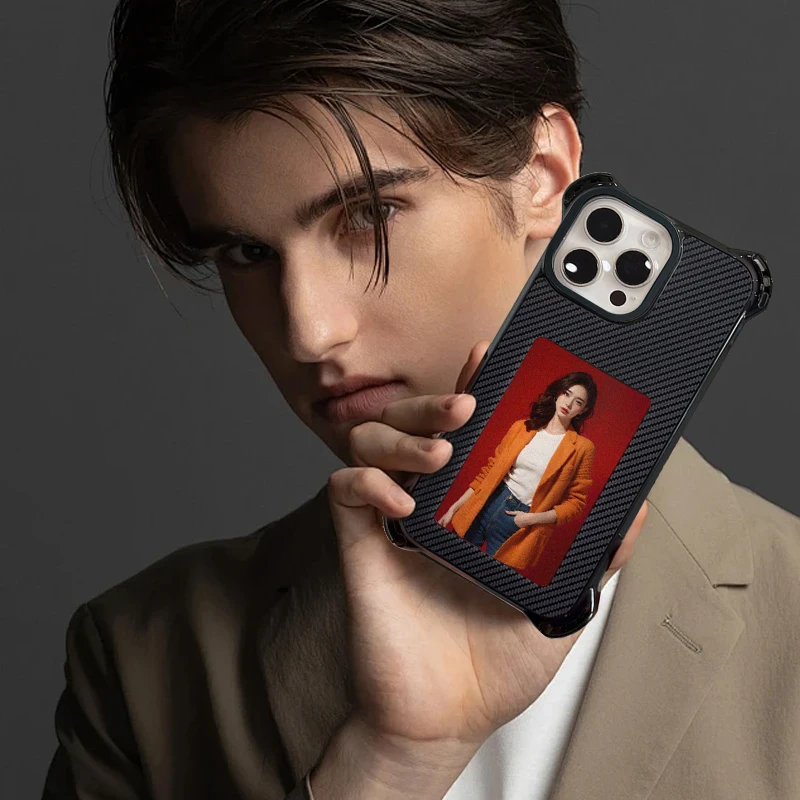 Aermy-funda de teléfono con pantalla de tinta, textura de fibra de carbono Kevlar, airbag de cuatro esquinas, Nfc de 3,97 pulgadas para 14/15/16 Pro Max
