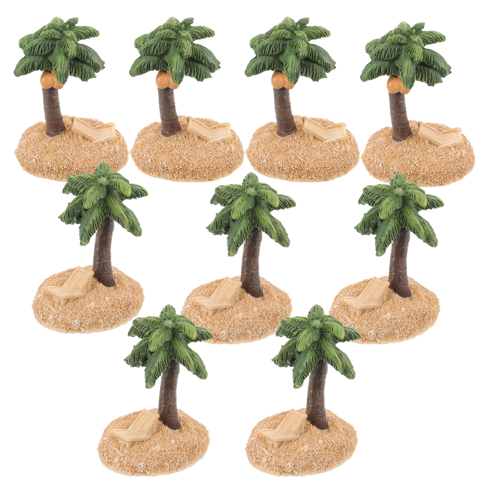 

10 Pcs Coconut Tree Ornament Decorations Resin Decors for Sand Table Simulation Crafts Mini Figures Palm Summer Artificial