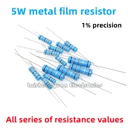 20PCS 5W metal film resistor 1% precision color ring resistor 1 ohm 10R 220 ohm 1K 10K 1M full series resistor