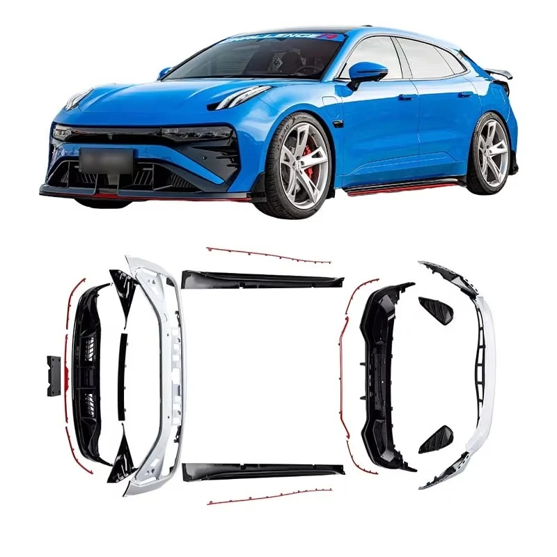 

Глянцевый черный комплект обвеса из полированного полипропилена (PP) для Zeekr 001 Hatchback 2021+: боковые юбки, передний и задний бамперы