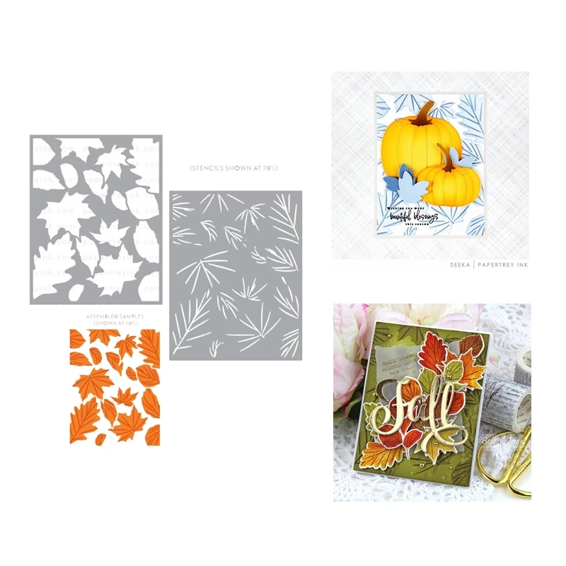 Autumn Season Fallen Leaves New 2022 Stencil Collection Scrapbooking for Paper Making Frames Card Craft no Dies Stamp