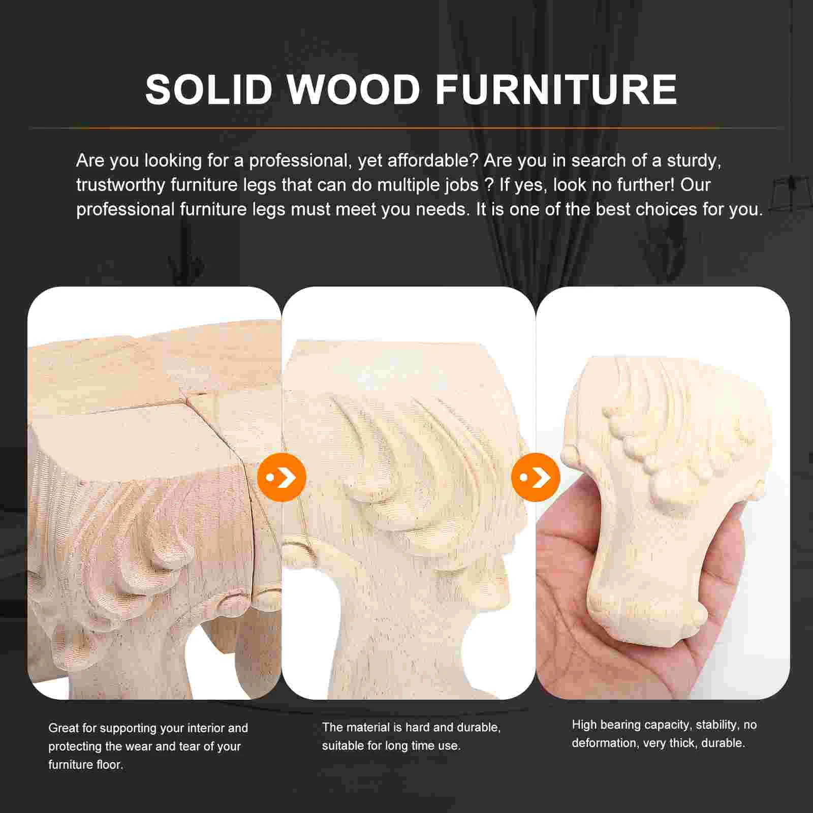 Furniture Wooden Legs Cabinet Household Feet Carving Table Tea Decorative Sofa Carved
