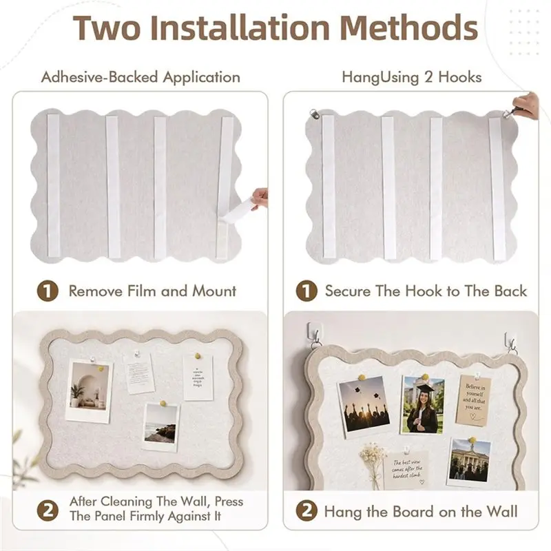 SHGO-Scalloped Felt Bulletin Board- Decorative For Vision-Board Wall Mounting Pin Board, Photo Display Board Unique Edges