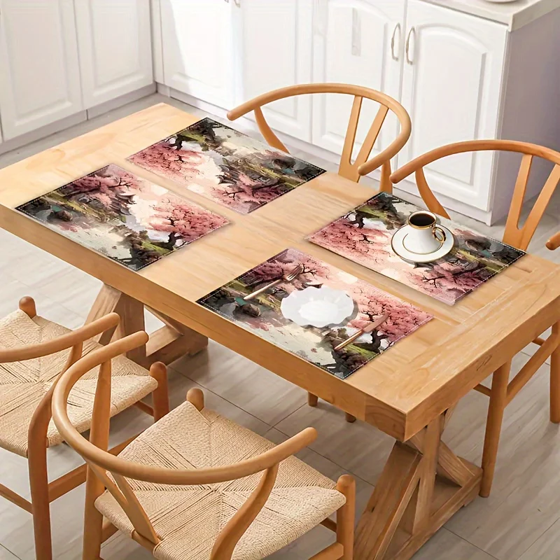 Cherry Blossom Print Placemat, Durable & Heat-Proof, Kitchen & Dining Table Decorative Mat