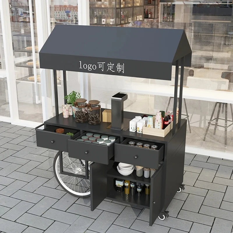 creative wrought iron float floor cart stall cart display promotional table mobile truck snacks, stall cart
