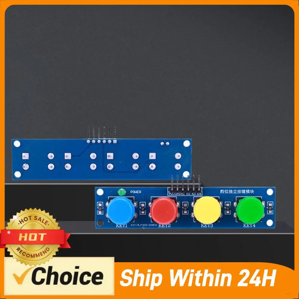 

Модуль с 4 независимыми сенсорными кнопками, колпачком и светодиодным индикатором, высокий уровень выходного сигнала для Arduino или Raspberry Pi