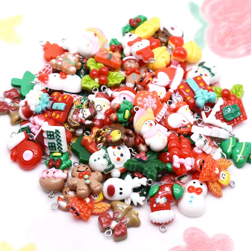 Cute Christmas Series Pendants Santa Claus Christmas Tree Crafts DIY Making Findings Handmade Jewelry for Earring Necklace