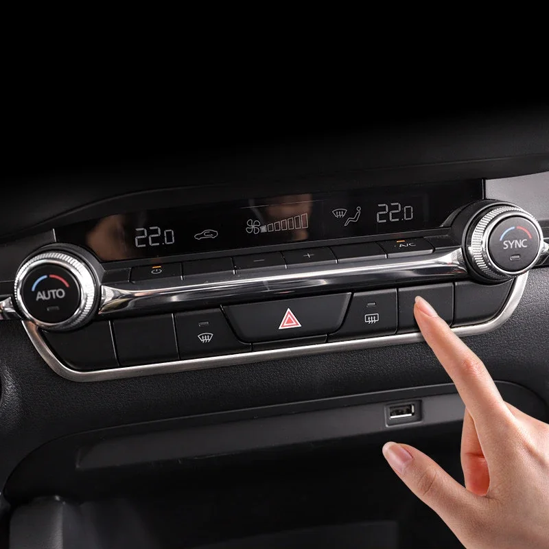 For Mazda 3 Axela 2019 2020 2021 2022 2023 2024 2025 Accessories Car Dashboard Central control trim cover stainless steel view 3