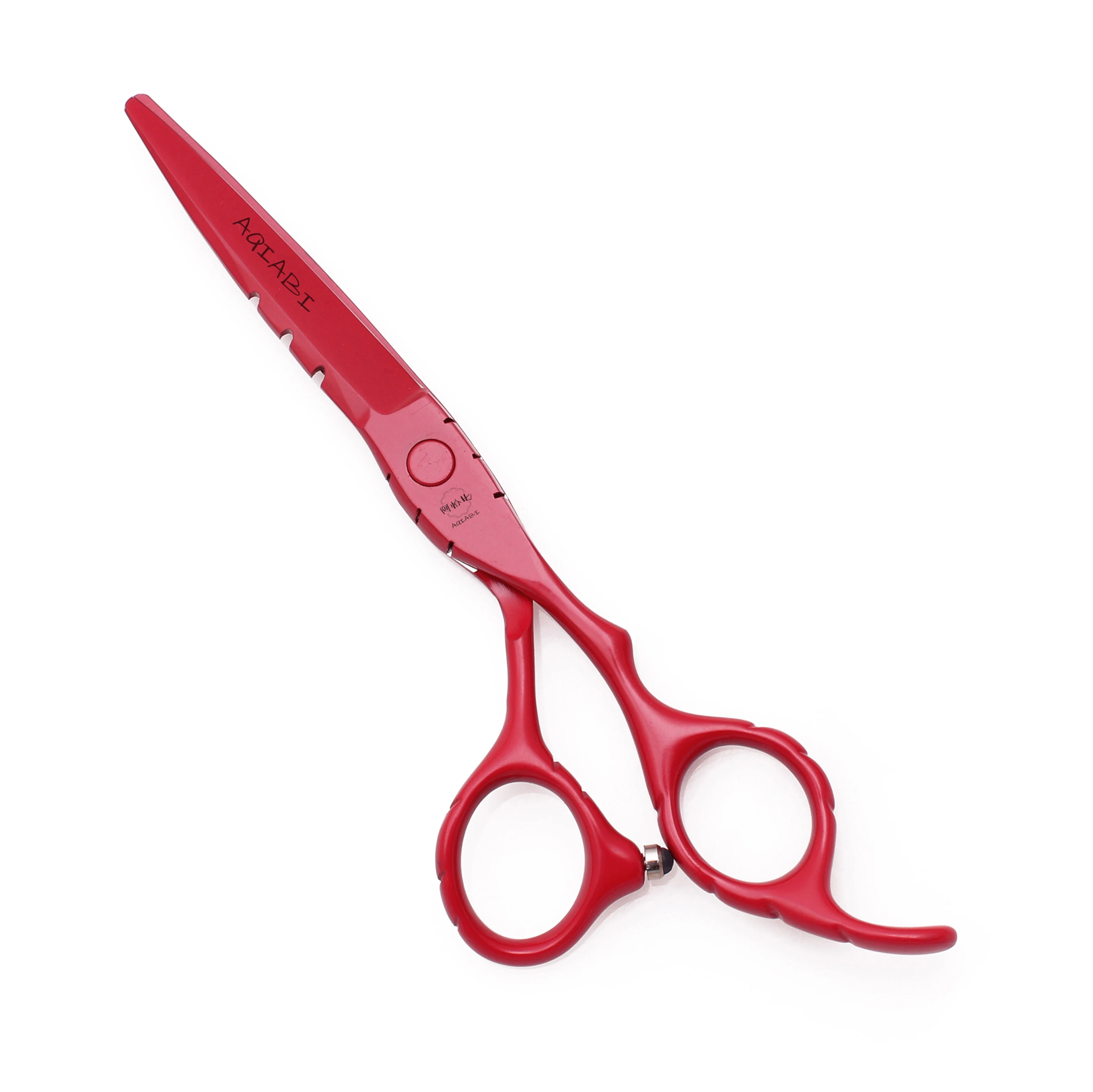 Professionelle Friseurschere 5,5" 6" AQIABI Japan Edelstahl Effilierschere Friseursalon Haarschneideschere Rot A1010 – Detail 9