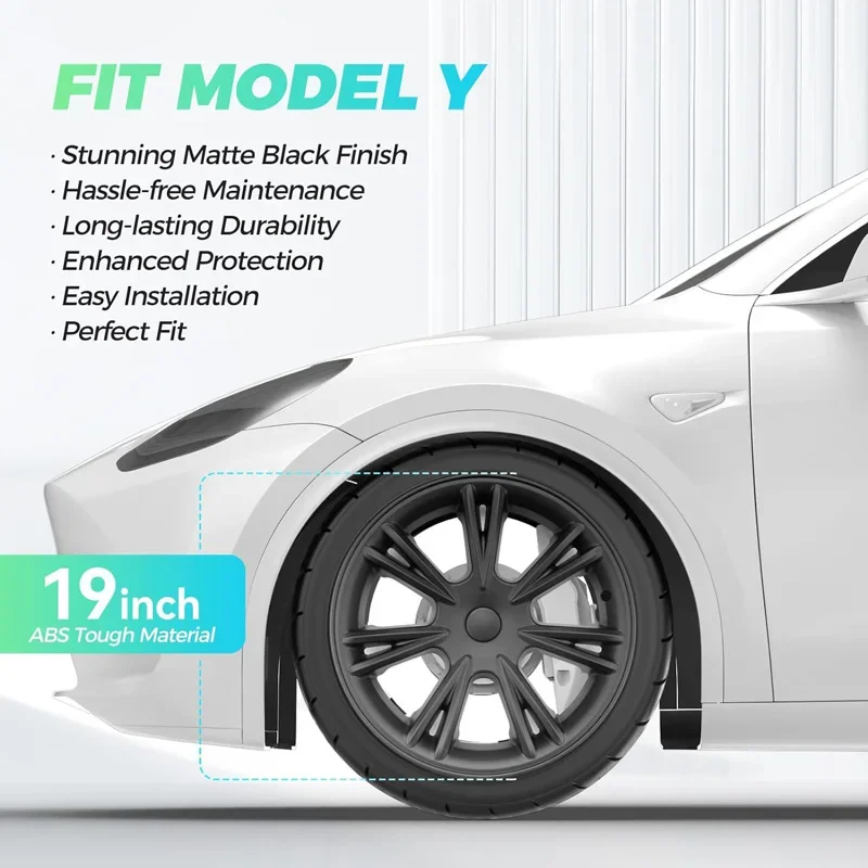 4PCS Radkappe Leistung Ersatz für Tesla Modell Y Radkappe 19-Zoll Automobil Radkappe Vollrandabdeckung Zubehör 2018-2024