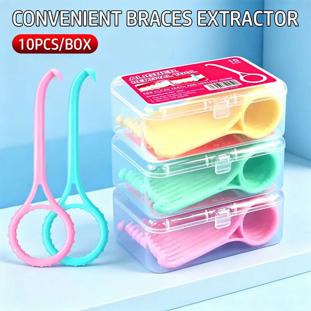 10PCS/BOX Clear Aligner Removal Hook, Portable Invisible Braces Retainer Remover Tool for Oral Care