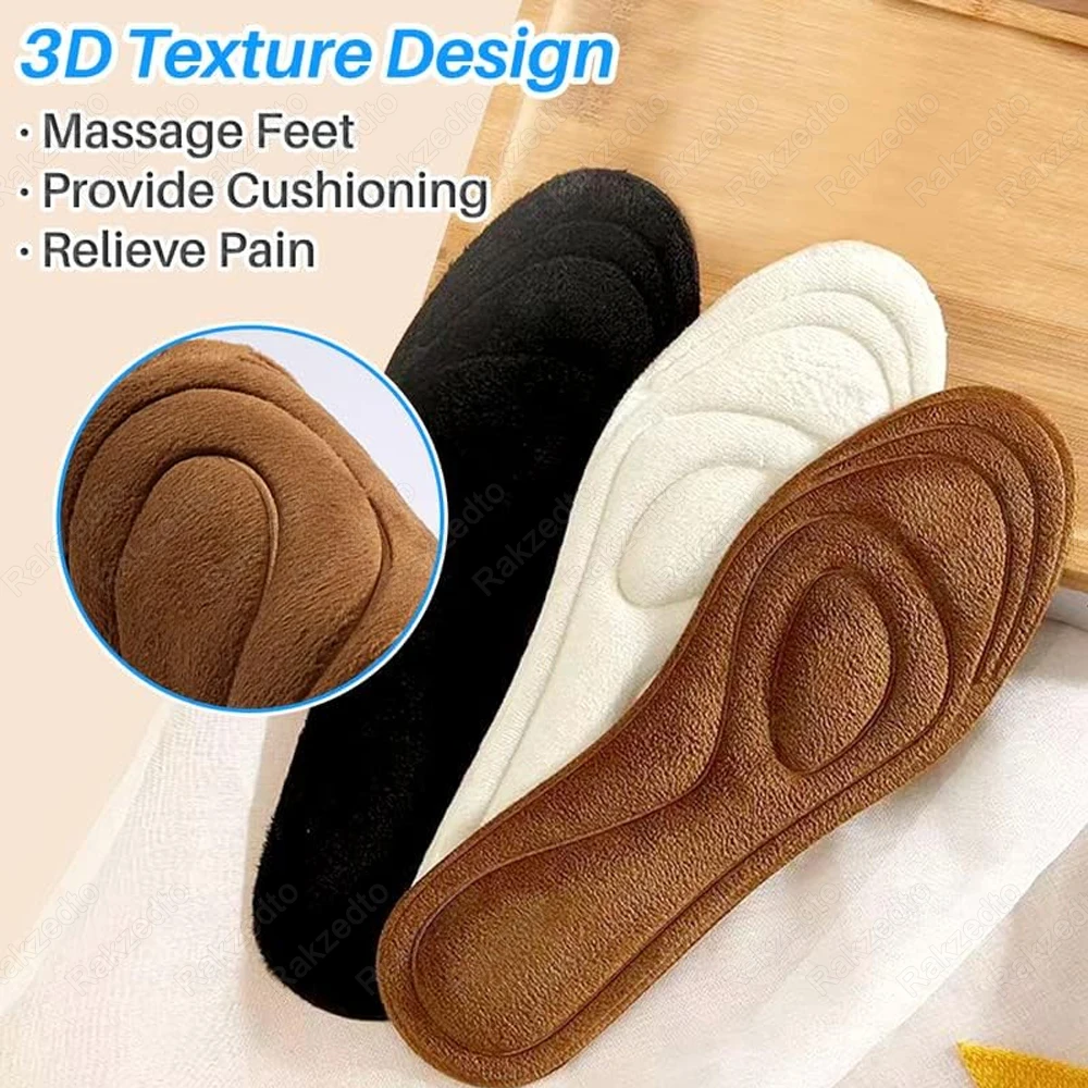Thermal Insoles for Winter Shoes Insert Feet Warmer Pad Memory Foam Thick Velvet Warm Insoles for Snow Boots Comfort Inner Soles