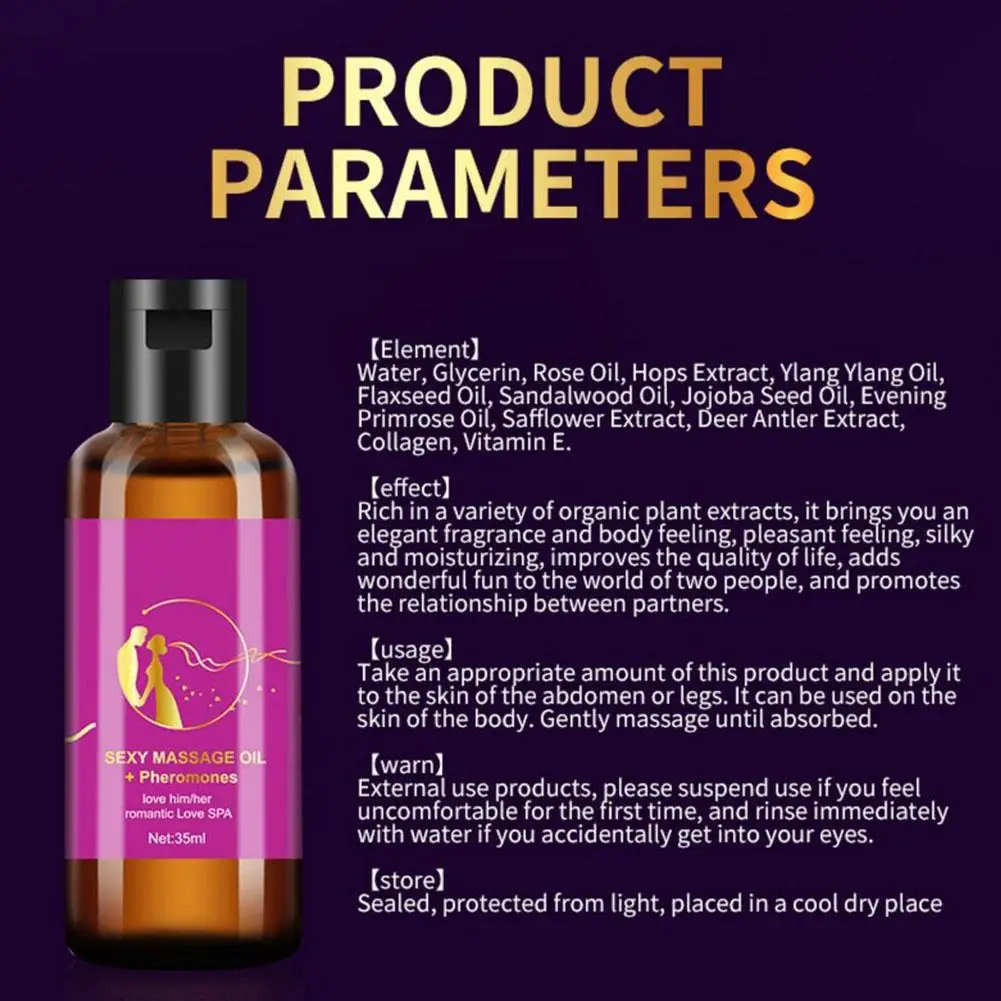 35ml Purple Charming Massage Oil Men Women Essential Natural SPA Nourish Moisturizing Reduce Stress Relaxing Fun Romantic Oil