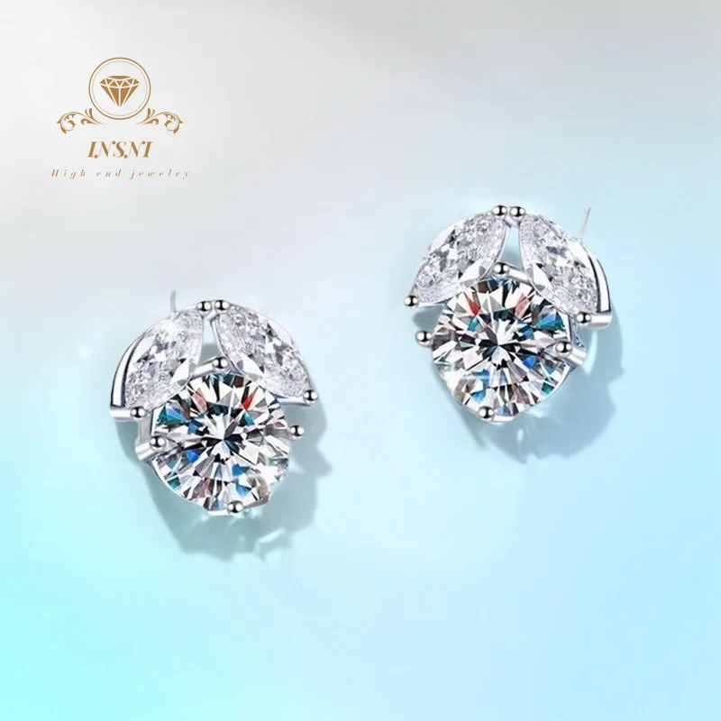 

1Ct D Color Moissanite Stud Earrings S925 Sterling Silver Four-Prong Flower Design GRA Certified Women's Minimalist Jewelry