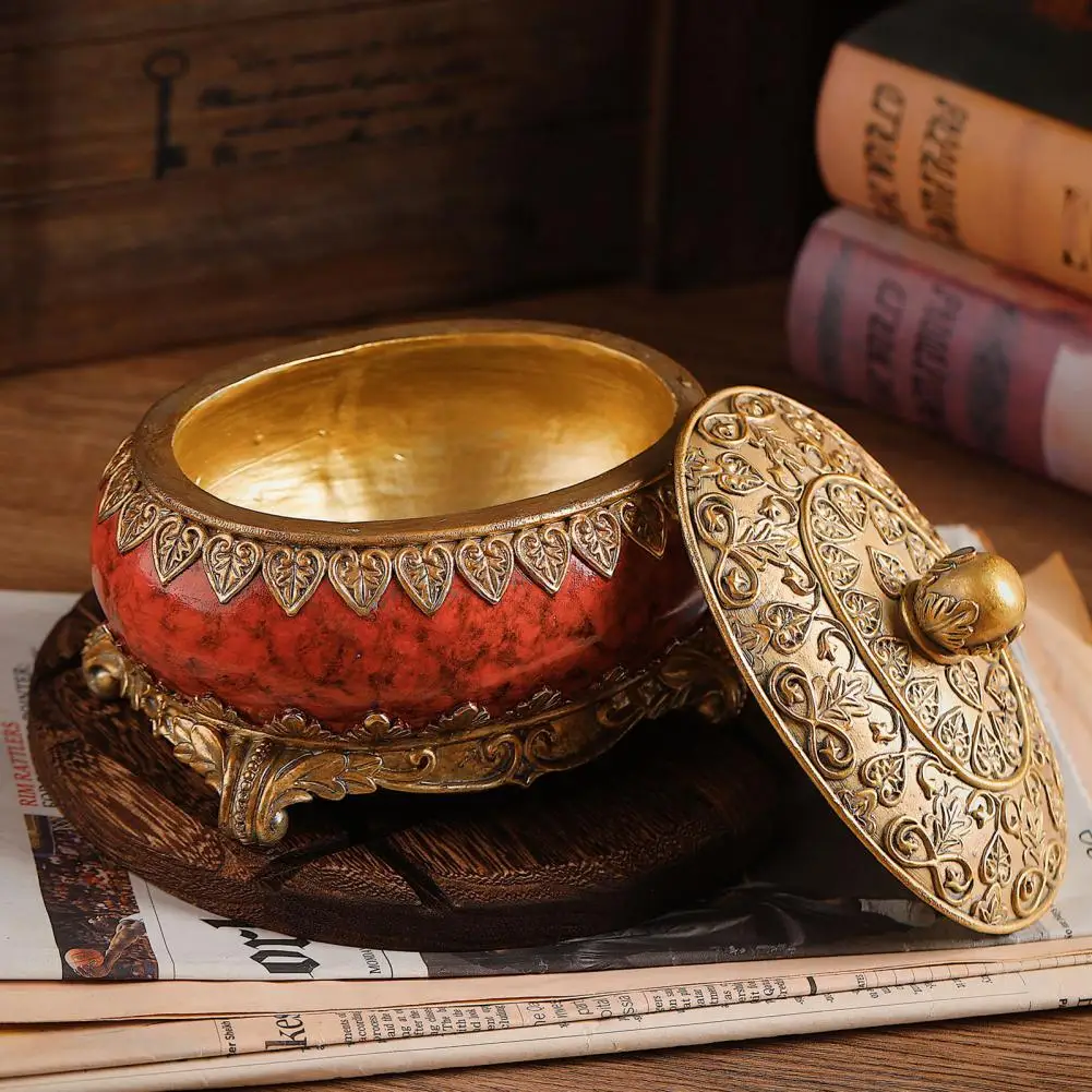 

Vintage Exquisite Jewelry Box with Lid Dust-proof Storage Metal European Jewelry Holder Organizer for Bedroom Oval Trinket Box ﻿